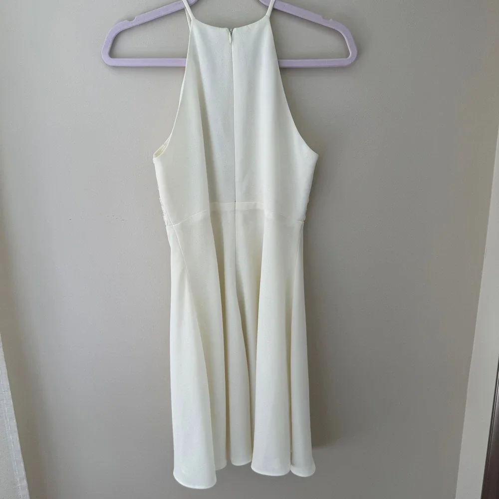 Laundry by Shelli Segal Ivory Beaded Halter Neck Mini Dress E2671 Cream 4 - Picture 5 of 7